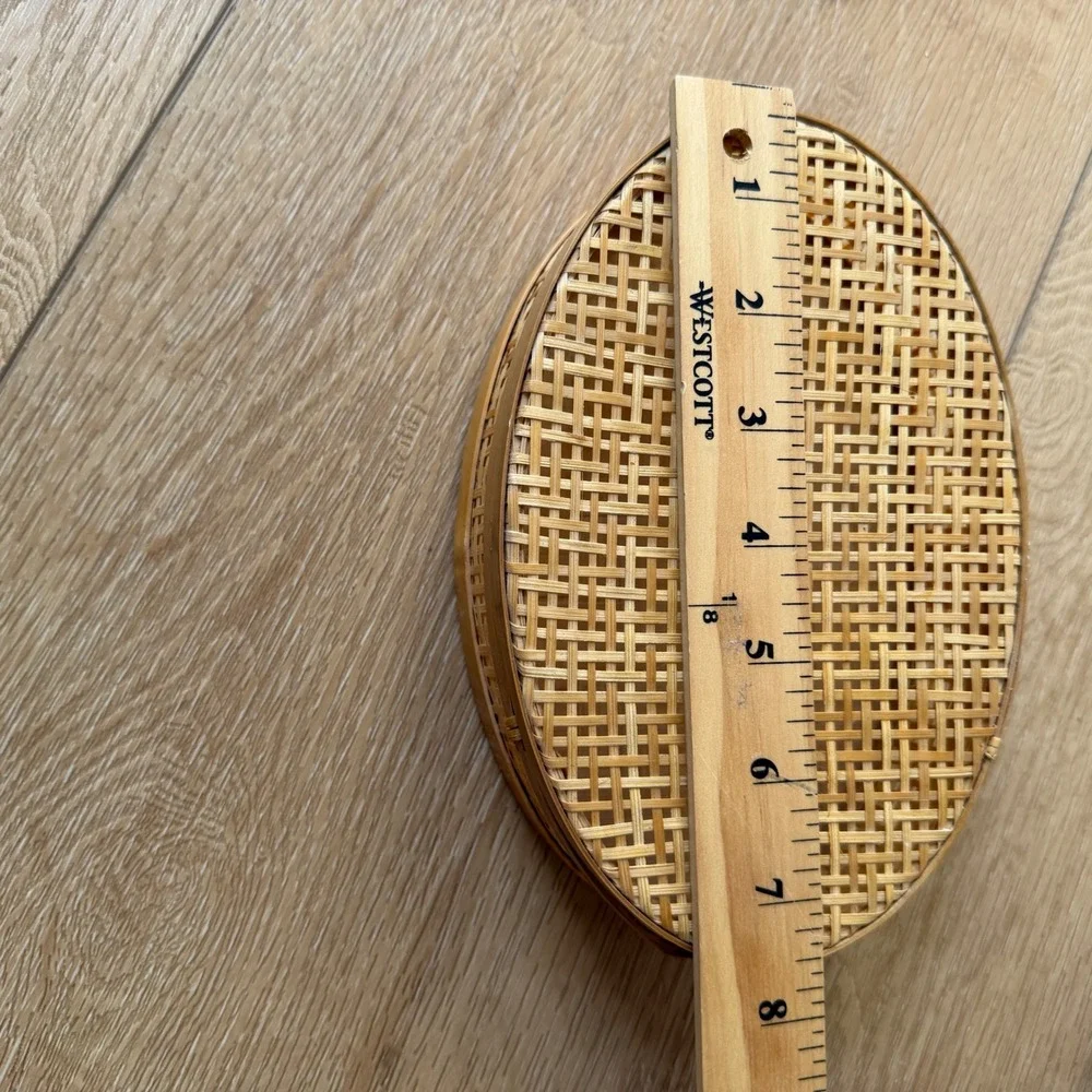Vintage Woven Bamboo Oval Trinket Box with Lid Natural Wood Boho Storage 7.5in